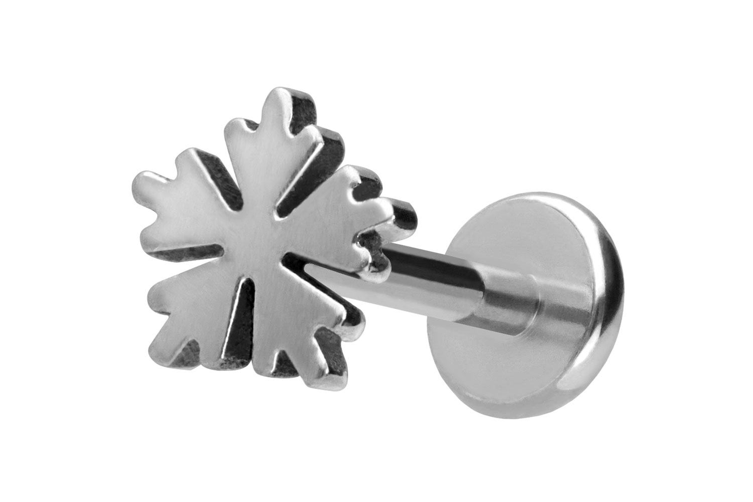 Titan Labret Piercing mit Push Fit SCHNEEFLOCKE